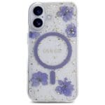 Guess Resin Flowers Glitter MagSafe Purple Kryt iPhone 16