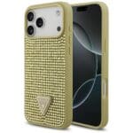Guess Rhinestone Triangle Logo Gold Kryt iPhone 17 Pro Max