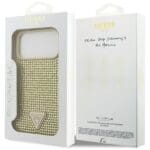 Guess Rhinestone Triangle Logo Gold Kryt iPhone 17 Pro Max