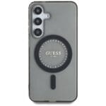 Guess Rhinestones Printed Classic Logo MagSafe Black Kryt Samsung Galaxy S25