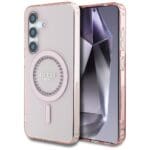 Guess Rhinestones Printed Classic Logo MagSafe Pink Kryt Samsung Galaxy S25