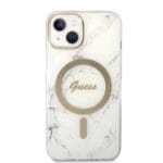 Guess Set GUBPP14SHMEACSH Case+Charger White Hardcase Marble MagS Kryt iPhone 13/14/15