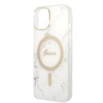 Guess Set GUBPP14SHMEACSH Case+Charger White Hardcase Marble MagS Kryt iPhone 13/14/15