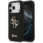 Guess Silicone Big 4G Script Black Kryt iPhone 17 Pro