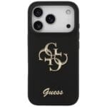 Guess Silicone Big 4G Script Black Kryt iPhone 17 Pro