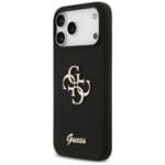 Guess Silicone Big 4G Script Black Kryt iPhone 17 Pro Max