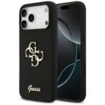 Guess Silicone Big 4G Script Black Kryt iPhone 17 Pro Max