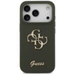 Guess Silicone Big 4G Script Khaki Kryt iPhone 17 Pro Max