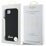 Guess Silicone Script Metal Logo MagSafe Black Kryt iPhone 16e