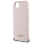Guess Silicone Script Metal Logo MagSafe Pink Kryt iPhone 16e