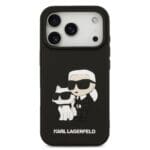 Karl Lagerfeld 3D Rubber Karl and Choupette Black Kryt iPhone 17 Pro