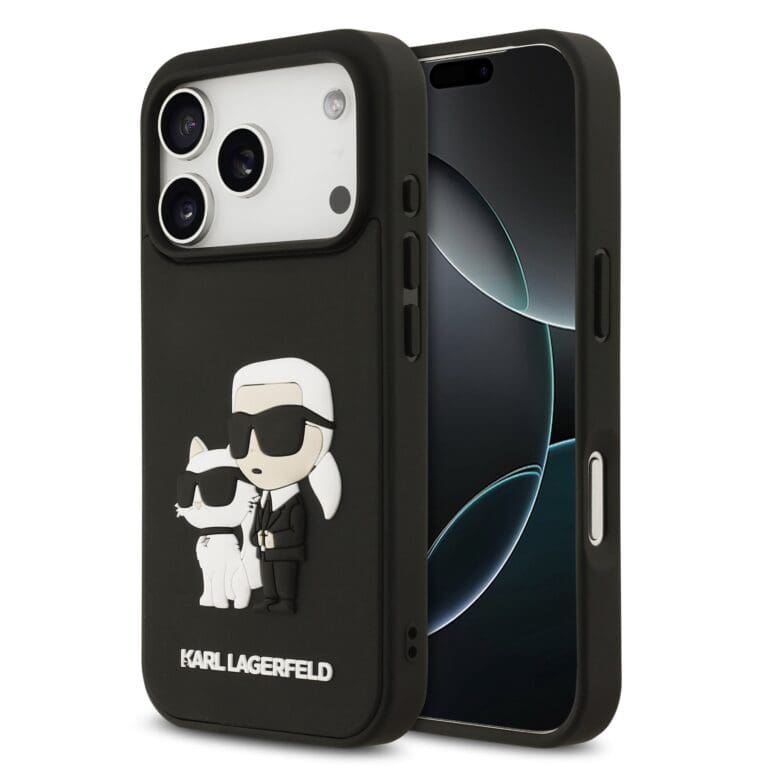 Karl Lagerfeld 3D Rubber Karl and Choupette Black Kryt iPhone 17 Pro