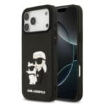 Karl Lagerfeld 3D Rubber Karl and Choupette Black Kryt iPhone 17 Pro Max