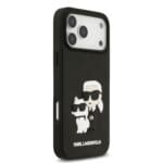 Karl Lagerfeld 3D Rubber Karl and Choupette Black Kryt iPhone 17 Pro Max