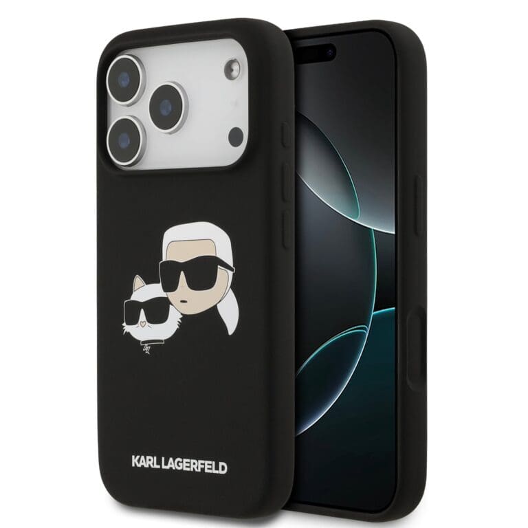 Karl Lagerfeld Liquid Silicone Double Heads MagSafe Black Kryt iPhone 17 Pro