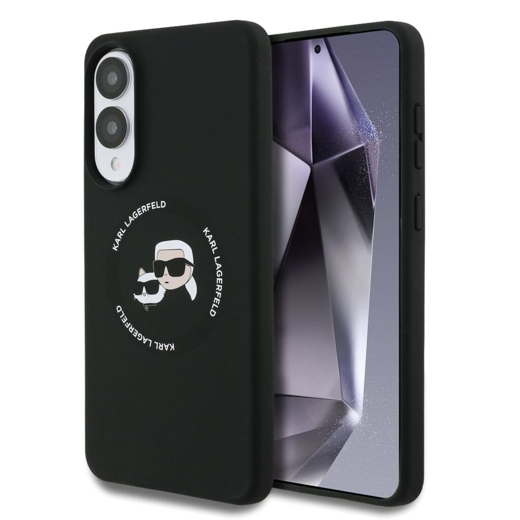 Karl Lagerfeld Liquid Silicone Double Heads MagSafe Black Kryt Samsung Galaxy S25 Edge