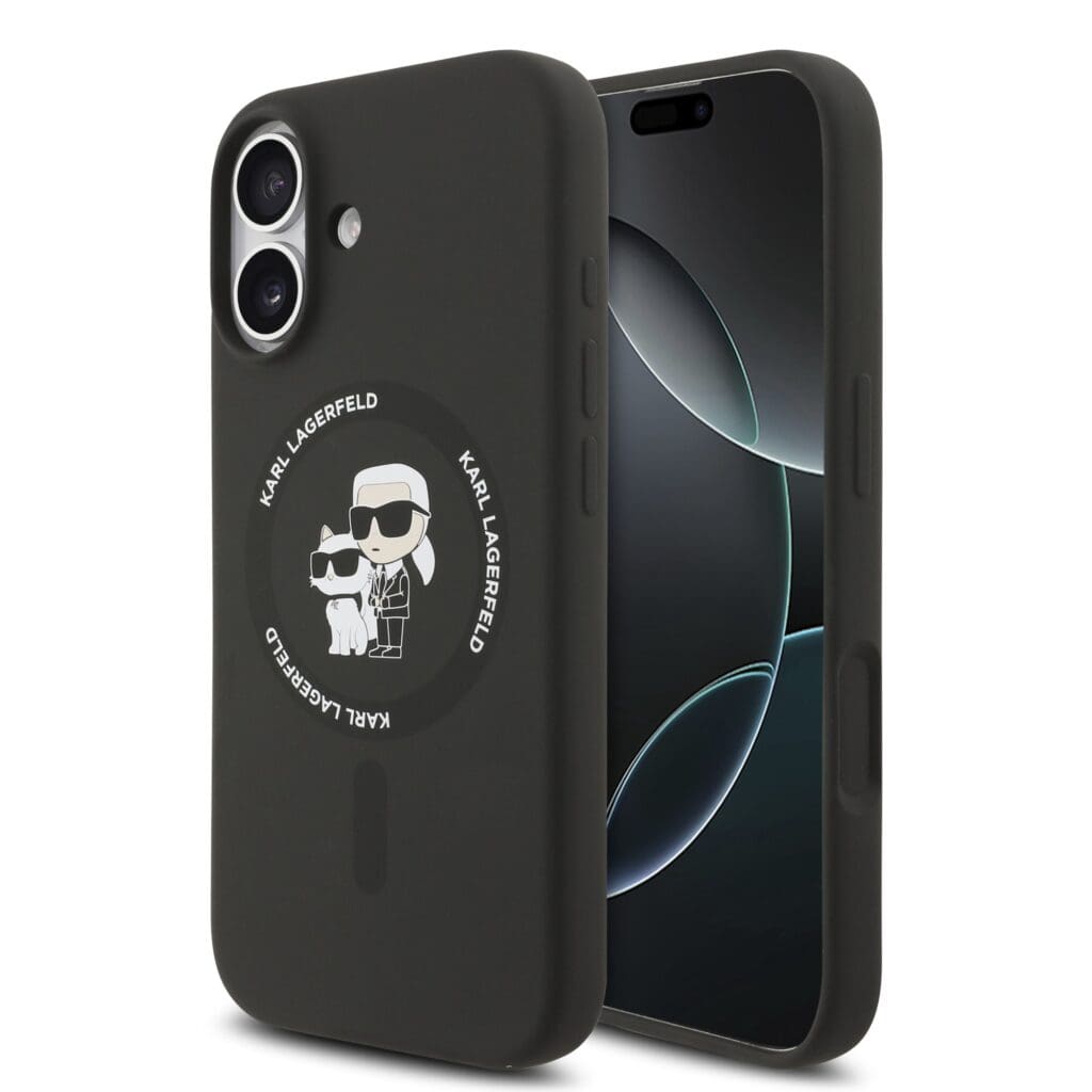 Karl Lagerfeld Liquid Silicone Karl and Choupette MagSafe Black Kryt iPhone 17