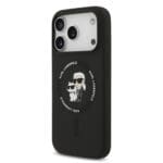 Karl Lagerfeld Liquid Silicone Karl and Choupette MagSafe Black Kryt iPhone 17 Pro
