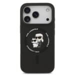 Karl Lagerfeld Liquid Silicone Karl and Choupette MagSafe Black Kryt iPhone 17 Pro