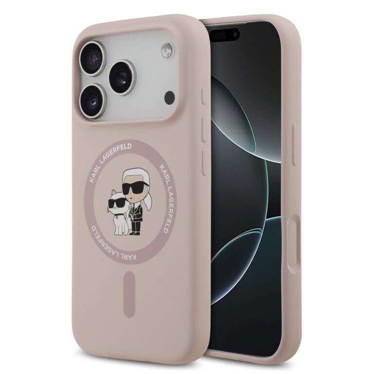 Karl Lagerfeld Liquid Silicone Karl and Choupette MagSafe Pink Kryt iPhone 17 Pro