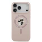 Karl Lagerfeld Liquid Silicone Karl and Choupette MagSafe Pink Kryt iPhone 17 Pro Max