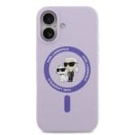 Karl Lagerfeld Liquid Silicone Karl and Choupette MagSafe Purple Kryt iPhone 17