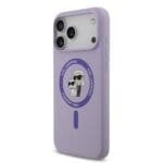 Karl Lagerfeld Liquid Silicone Karl and Choupette MagSafe Purple Kryt iPhone 17 Pro Max