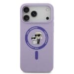 Karl Lagerfeld Liquid Silicone Karl and Choupette MagSafe Purple Kryt iPhone 17 Pro Max