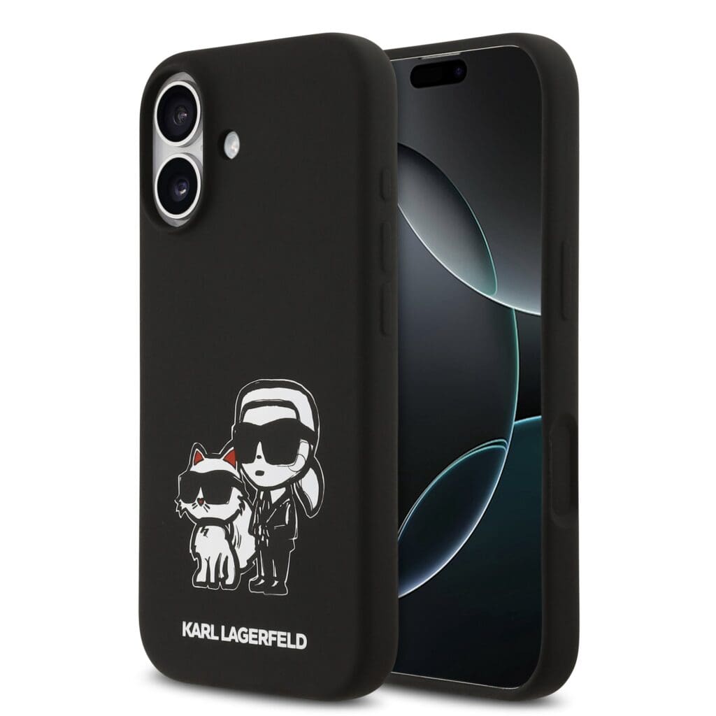 Karl Lagerfeld Liquid Silicone K&CH Sketch MagSafe Black Kryt iPhone 17