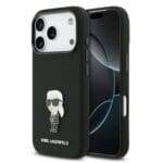 Karl Lagerfeld Liquid Silicone Metal Ikonik Black Kryt iPhone 17 Pro