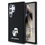 Karl Lagerfeld Liquid Silicone Metal Karl and Choupette Black Kryt Samsung Galaxy S24 Ultra