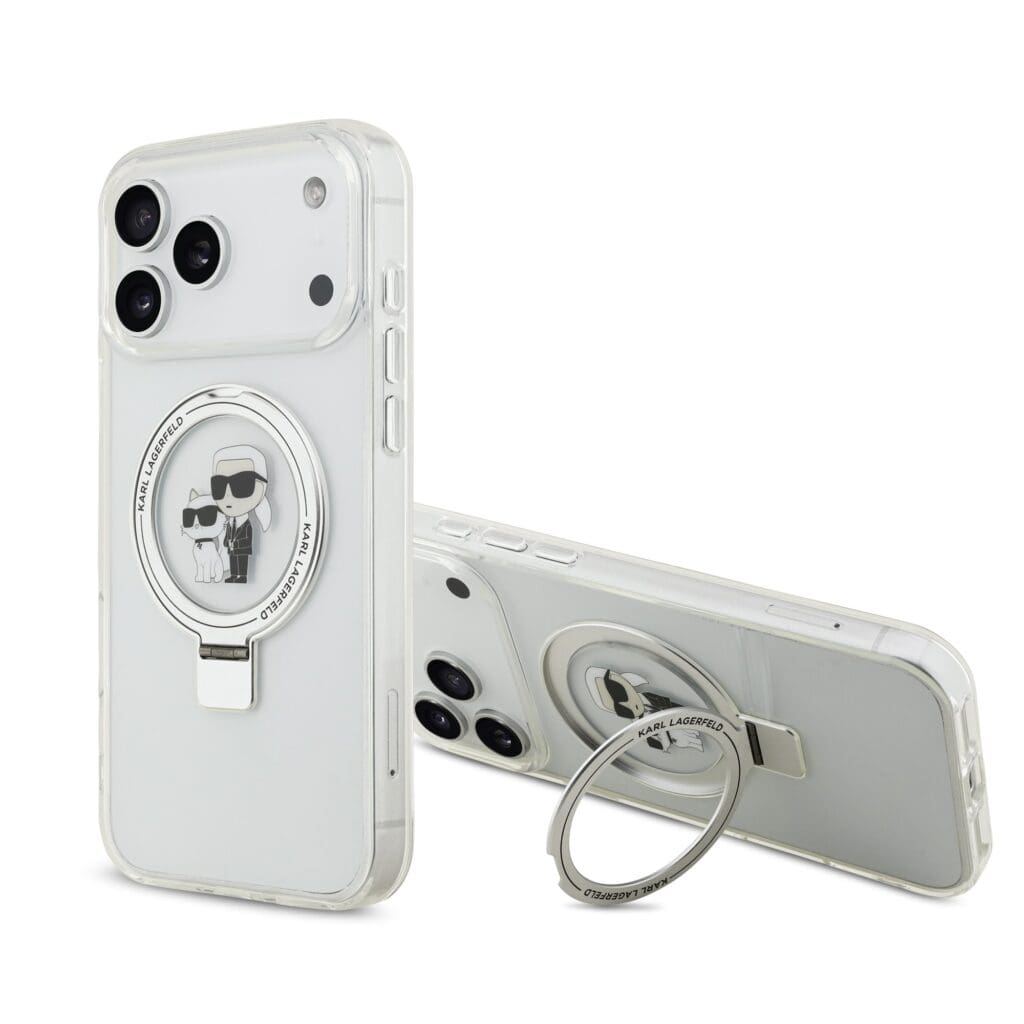 Karl Lagerfeld Ringstand Karl and Choupette MagSafe White Kryt iPhone 17 Pro Max