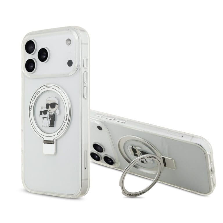 Karl Lagerfeld Ringstand Karl and Choupette MagSafe White Kryt iPhone 17 Pro Max