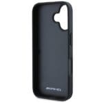 AMG AMHCP16SGSEBK Black Hardcase Leather Debossed Lines Black Logo Kryt iPhone 16