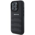 AMG AMHCP16XGSEBK Black Hardcase Leather Debossed Lines Black Logo Kryt iPhone 16 Pro Max