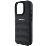 AMG AMHCP16XGSEBK Black Hardcase Leather Debossed Lines Black Logo Kryt iPhone 16 Pro Max