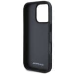 AMG AMHCP16XGSEBK Black Hardcase Leather Debossed Lines Black Logo Kryt iPhone 16 Pro Max