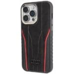 Audi Genuine Leather MagSafe Black-Red Hardcase AU-TPUPCMIP14P-R8 Kryt iPhone 14 Pro