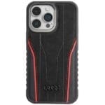 Audi Genuine Leather MagSafe Black-Red Hardcase AU-TPUPCMIP15P-R8 Kryt iPhone 15 Pro