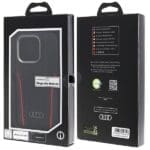 Audi Genuine Leather MagSafe Black-Red Hardcase AU-TPUPCMIP15P-R8 Kryt iPhone 15 Pro