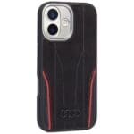 Audi R8 Genuine Leather MagSafe Black-Red Kryt iPhone 17