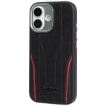 Audi R8 Genuine Leather MagSafe Black-Red Kryt iPhone 17