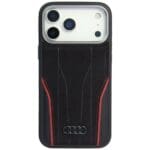 Audi R8 Genuine Leather MagSafe Black-Red Kryt iPhone 17 Pro