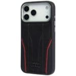 Audi R8 Genuine Leather MagSafe Black-Red Kryt iPhone 17 Pro