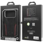Audi R8 Genuine Leather MagSafe Black-Red Kryt iPhone 17 Pro