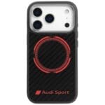 Audi RSQ Carbon Fiber Sport Red Circle MagSafe Black Kryt iPhone 17 Pro