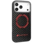 Audi RSQ Carbon Fiber Sport Red Circle MagSafe Black Kryt iPhone 17 Pro Max