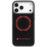 Audi RSQ Carbon Fiber Sport Red Circle MagSafe Black Kryt iPhone 17 Pro Max