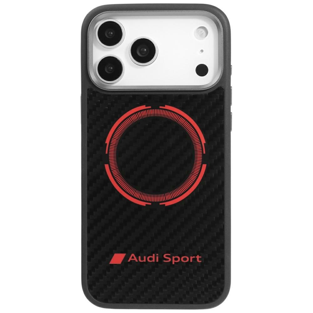 Audi RSQ Carbon Fiber Sport Red Circle MagSafe Black Kryt iPhone 17 Pro Max