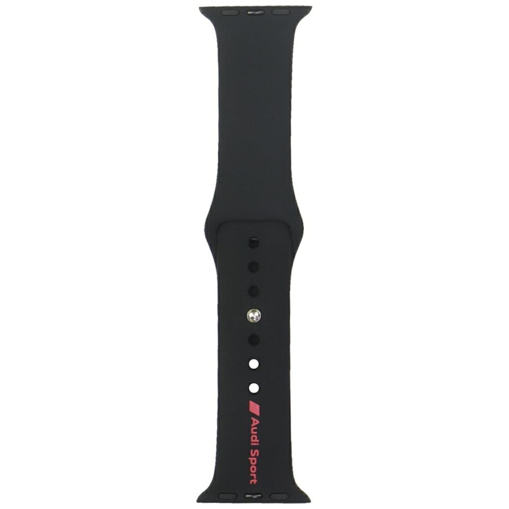 Audi Strap Sport Red Logo Silicone Watch Strap Apple Watch SE/11/10/9/8/7/6/5/4/3 (42/41/40/38mm)Black